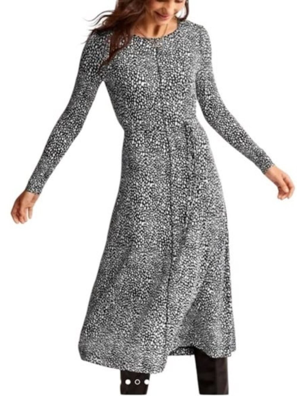 BODEN Lucy Black/White Geo Dotted Dress